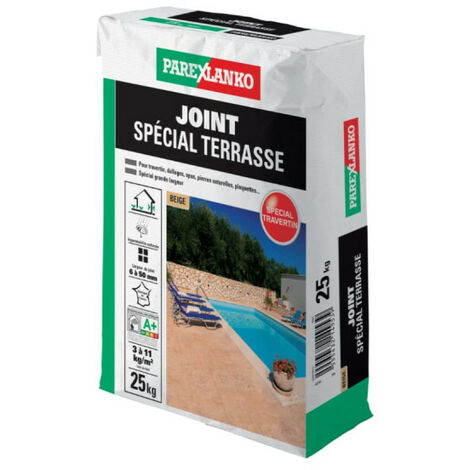 Parexlanko – Joint spécial terrasse beige 25 kg – Imperméable pour joints de 6 à 50 mm – Compatible tous types de dallage – 3290