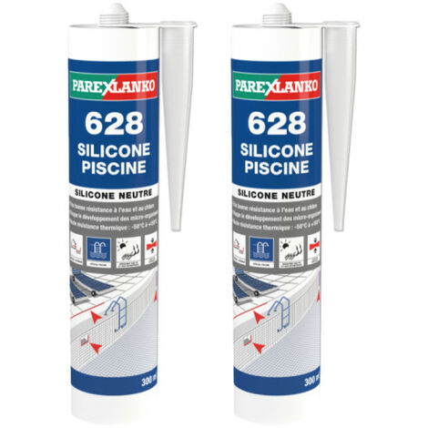 Parexlanko – Lot de 2 mastics silicones neutres 300ml – Pour jointoiement piscine – Résistant à l'humidité, chlore et UV – Couleur gris