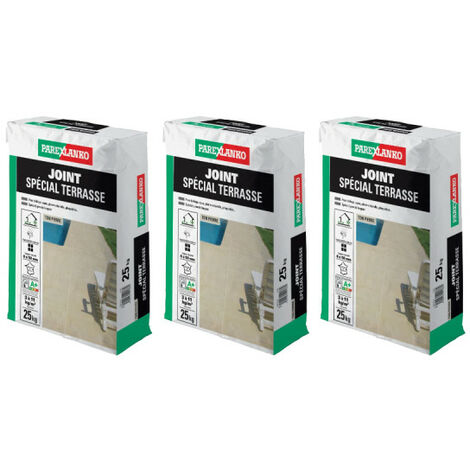 Parexlanko â Lot de 3 sacs de joint spĂ©cial terrasse â Ton pierre â 25 kg â ImpermĂ©able â Pour joints de 6 Ă 50 mm â SpĂ©cial dallage et plaquettes