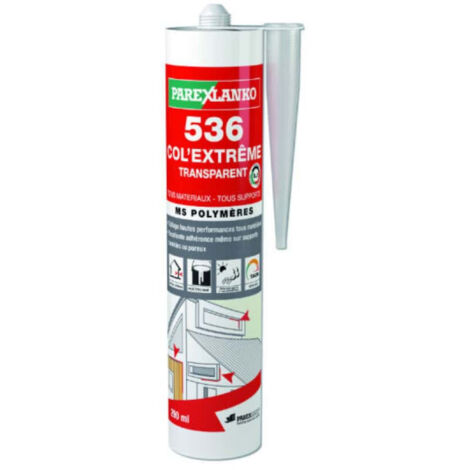 Parexlanko – Mastic colle transparent 290 mL pour béton, acier, céramique – Haute adhérence sans primaire – L536TRANS290