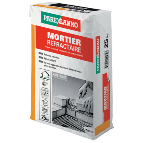 Parexlanko – Mortier réfractaire 25kg – Résiste jusqu'à 1000°C – Pour briques réfractaires et cheminées – 2823