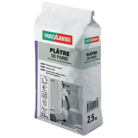 Parexlanko â PlĂątre de Paris 2.5kg â Prise rapide pour montage de briques et scellement â RĂ©sistance mĂ©canique Ă©levĂ©e â 2800