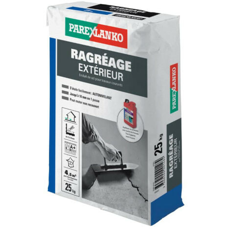 Parexlanko – Ragréage extérieur autonivelant pour béton – 25kg – Pour terrasses et balcons – Temps d'application 20 min – 2768