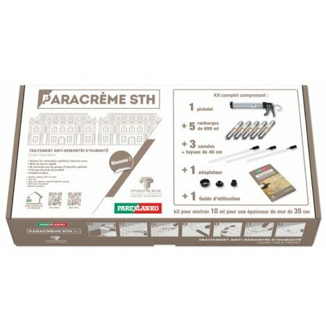 Parexlanko – Traitement anti-humidité pour murs intérieurs et extérieurs – Crème hydrofuge à base de silane – Kit complet avec pistolet d'injection