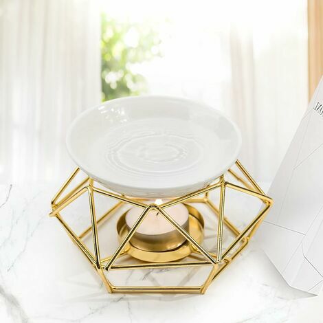 Parfum de Fondant de réchauffeur de brûleur de Fonte de Cire, brûleur à Huile en céramique en métal, diffuseur d'arôme de bougeoir pour Les Cadeaux de décor de Yoga de Bureau à domic