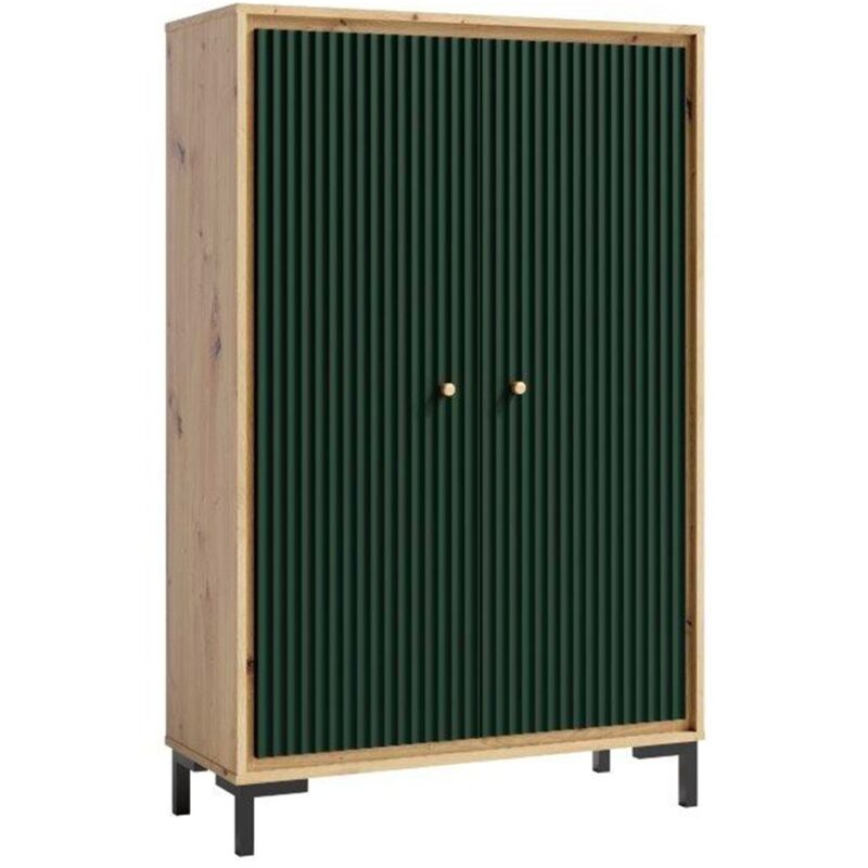 Monmobilierdesign - parii Armoire 2 portes 3 étages 89x140 cm en bois design contemporain Vert bouteille Monmobilierdesign - parii Armoire 2 portes 3 étages 89x140 cm en bois design contemporain Vert bouteille