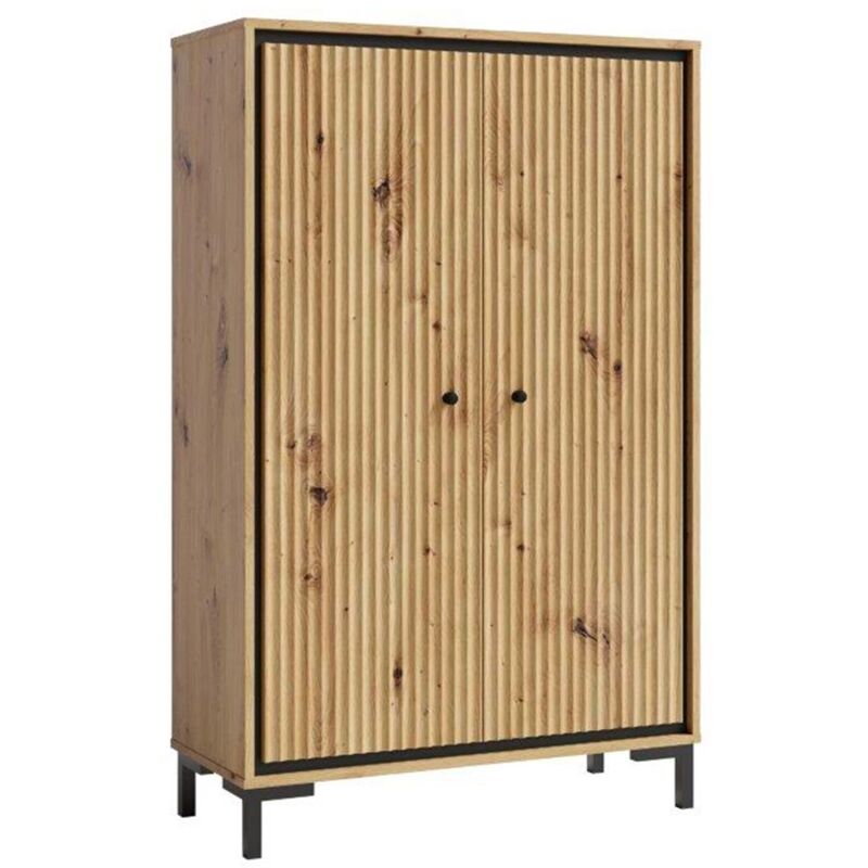 Monmobilierdesign - parii Armoire 2 portes 3 étages 89x140 cm en bois design contemporain Bois naturel Monmobilierdesign - parii Armoire 2 portes 3 étages 89x140 cm en bois design contemporain Bois naturel