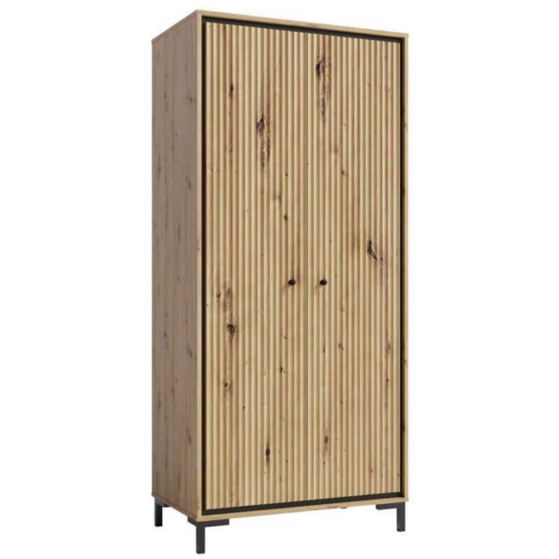 Monmobilierdesign - parii Armoire penderie 2 portes 89x196 cm en bois design contemporain Bois naturel