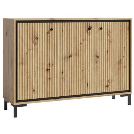 PARII Buffet 3 portes 130x92 cm en bois design contemporain Bois naturel