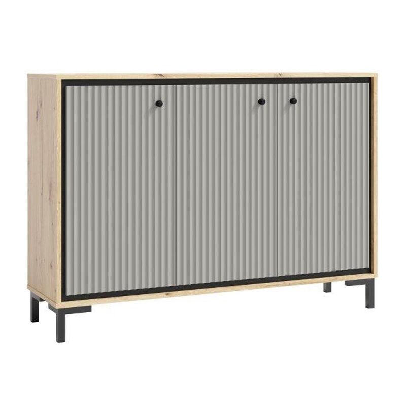 PARII Buffet 3 portes 130x92 cm en bois design contemporain Gris congo PARII Buffet 3 portes 130x92 cm en bois design contemporain Gris congo