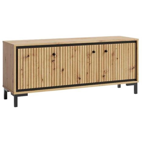 PARII Meuble TV 3 portes 130x56 cm en bois design contemporain Bois naturel