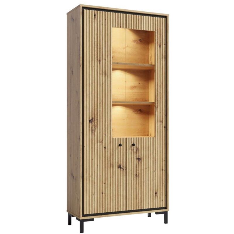 Monmobilierdesign - parii Vaisselier 5 étages en bois vitrine avec led 89x196 cm design contemporain Bois naturel Monmobilierdesign - parii Vaisselier 5 étages en bois vitrine avec led 89x196 cm design contemporain Bois naturel