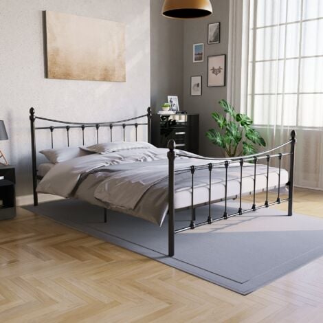 Paris 5ft King Size Metal Bed Frame, 150 x 200 cm, Black