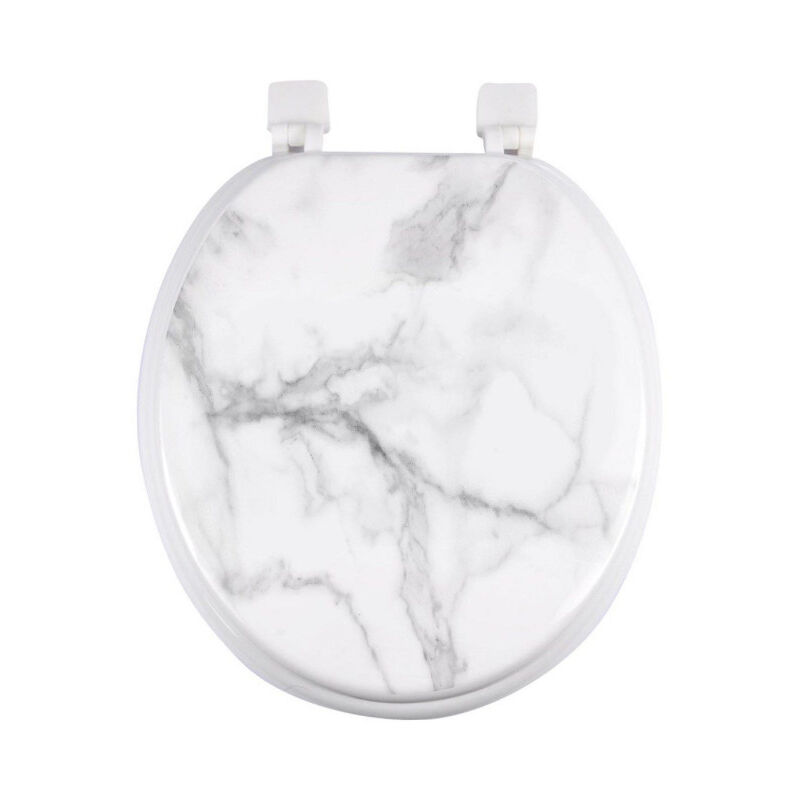 Paris Prix - Abattant wc Imprimé 'Effet Marbre' 37cm Blanc