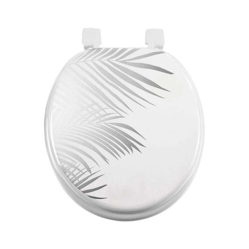 Paris Prix - Abattant wc Imprimé 'Orbella' 47cm Blanc & Argent