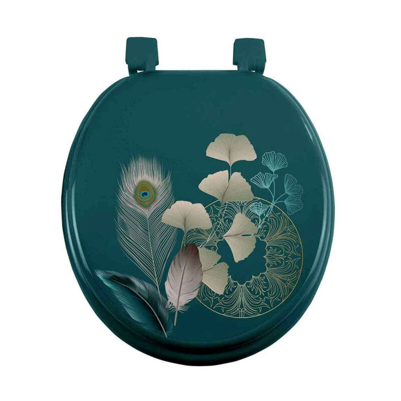 Paris Prix - Abattant wc Imprimé 'Ginkoblue' 47cm Vert
