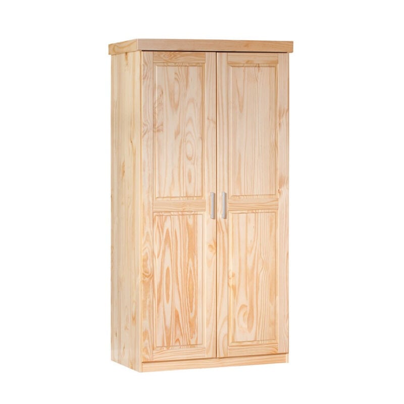 Paris Prix - Armoire 2 Portes Bois Massif 'Angel' 190cm Naturel