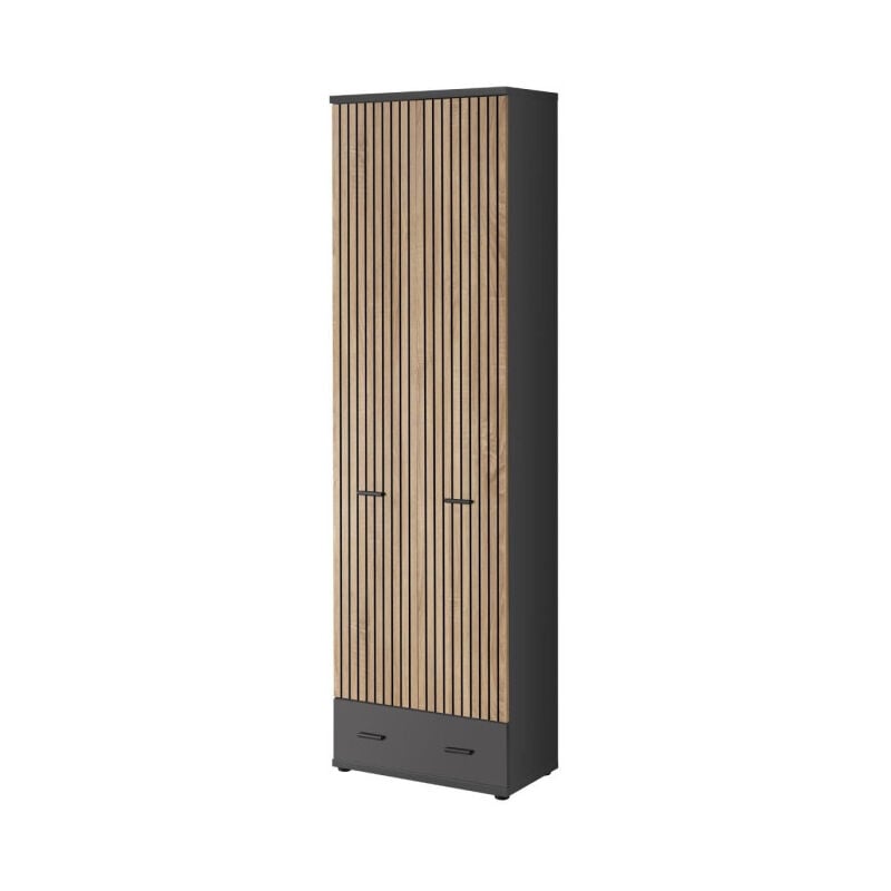 Paris Prix - Armoire 2 Portes 'Marco' 203cm Naturel & Gris