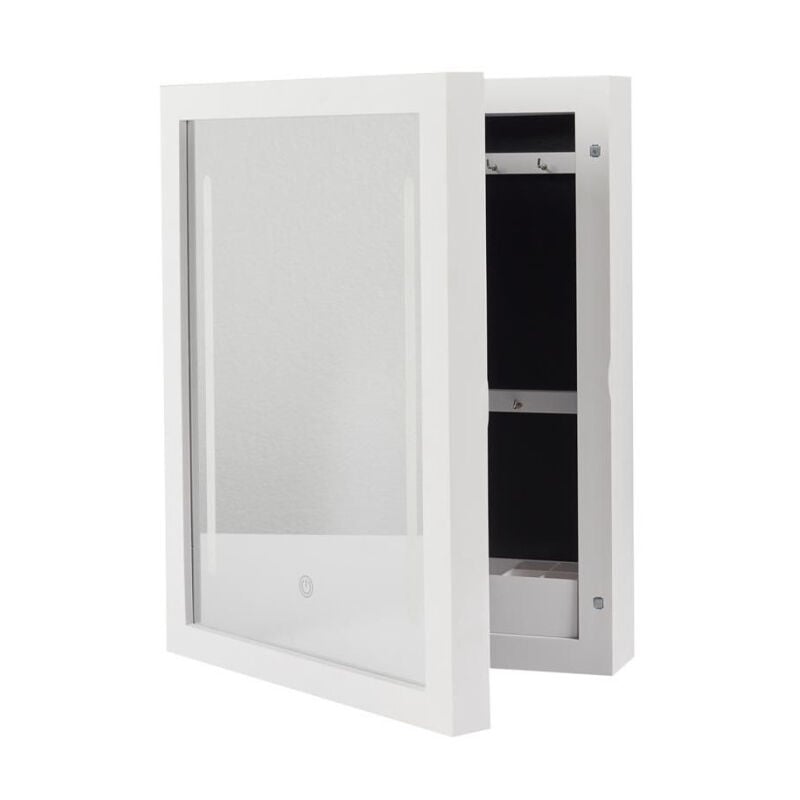 Armoire à Bijoux Design "Miroir LED" 40cm Blanc
