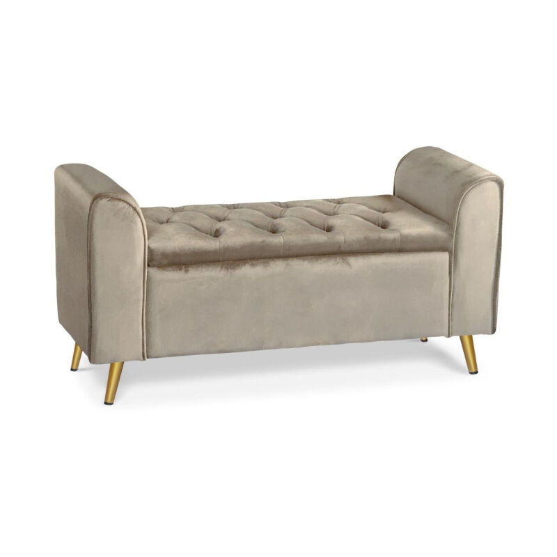 Paris Prix - Banc Coffre en Velours 'Turner' 114cm Taupe