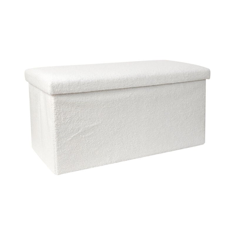 Paris Prix - Banc Coffre Pliable 'Bouclette' 76cm Blanc