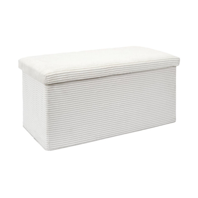 Paris Prix - Banc Coffre Pliable Côtelé 'Scott' 76cm Beige