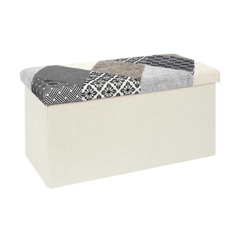 Banc Coffre Pliable "Patchwork" 76cm Gris