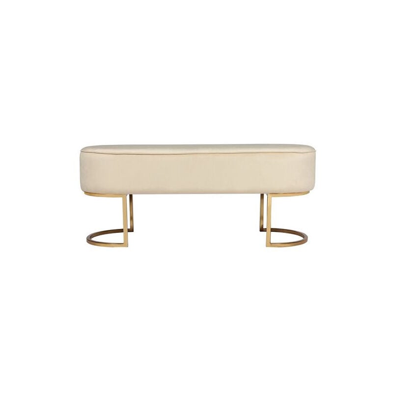 Banc Design en Velours 'Athea' 105cm Crème & Or