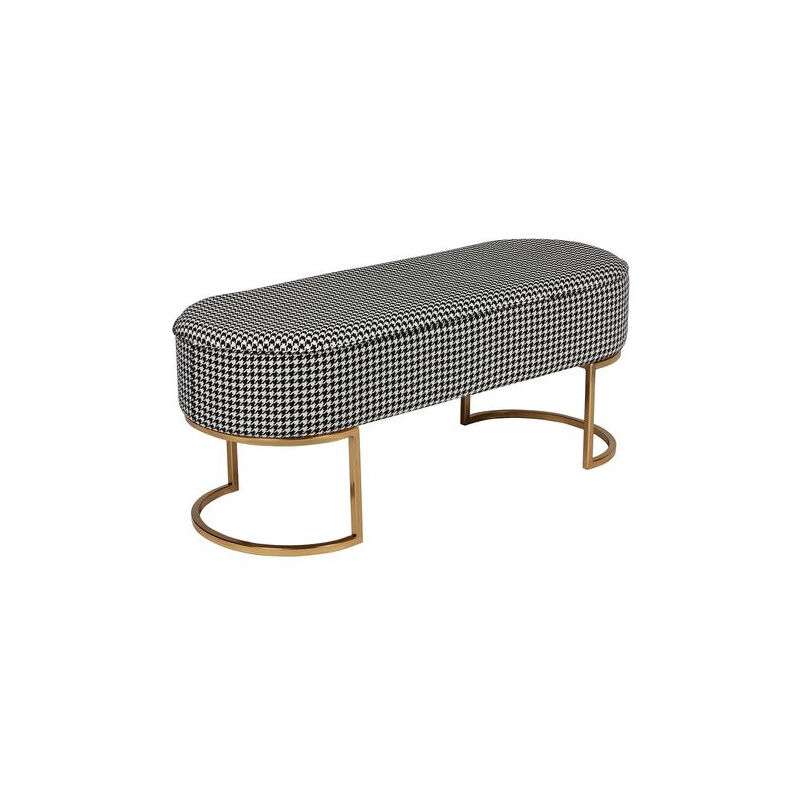 Paris Prix - Banc Design en Velours 'Athea' 105cm Noir & Blanc