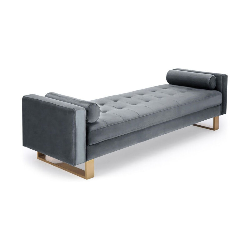 Paris Prix - Banquette Capitonnée Velours 'Qena' 160cm Argent