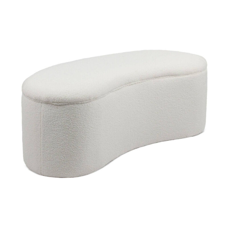 Banquette & Coffre Bouclette 'Courbe' 120cm Blanc