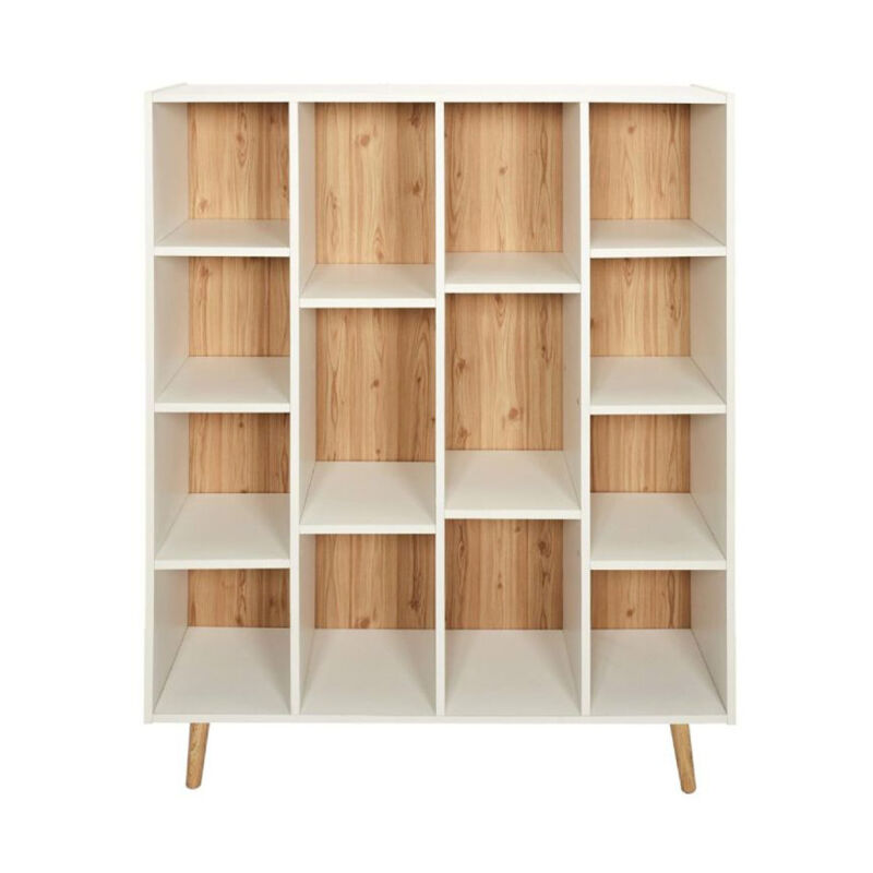 Paris Prix - Bibliothèque 14 Casiers 'Suzanne' 116cm Blanc