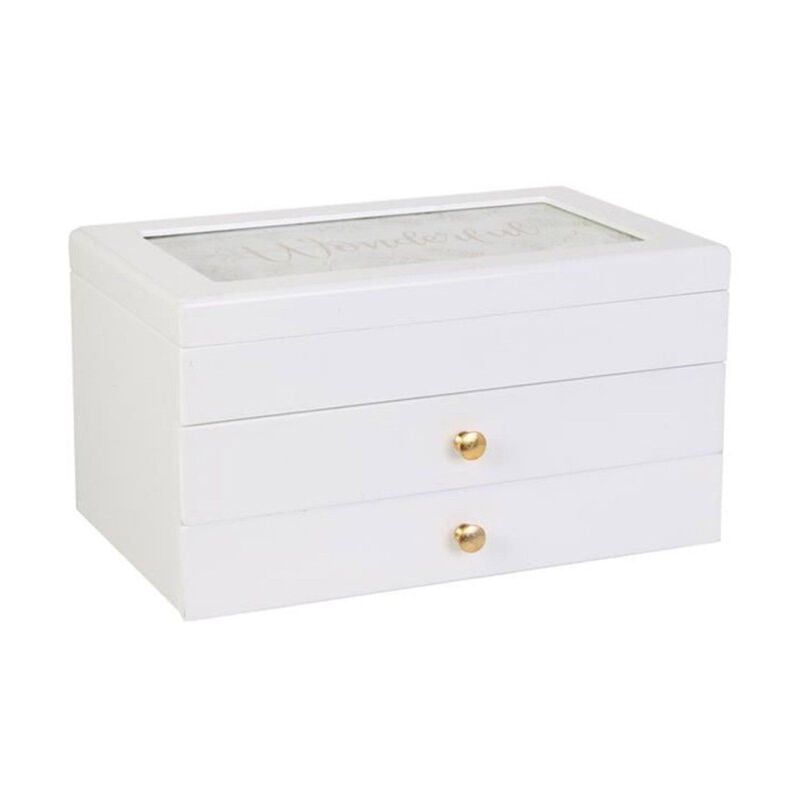 Boîte à Bijoux Déco '3 Étages' 24cm Blanc