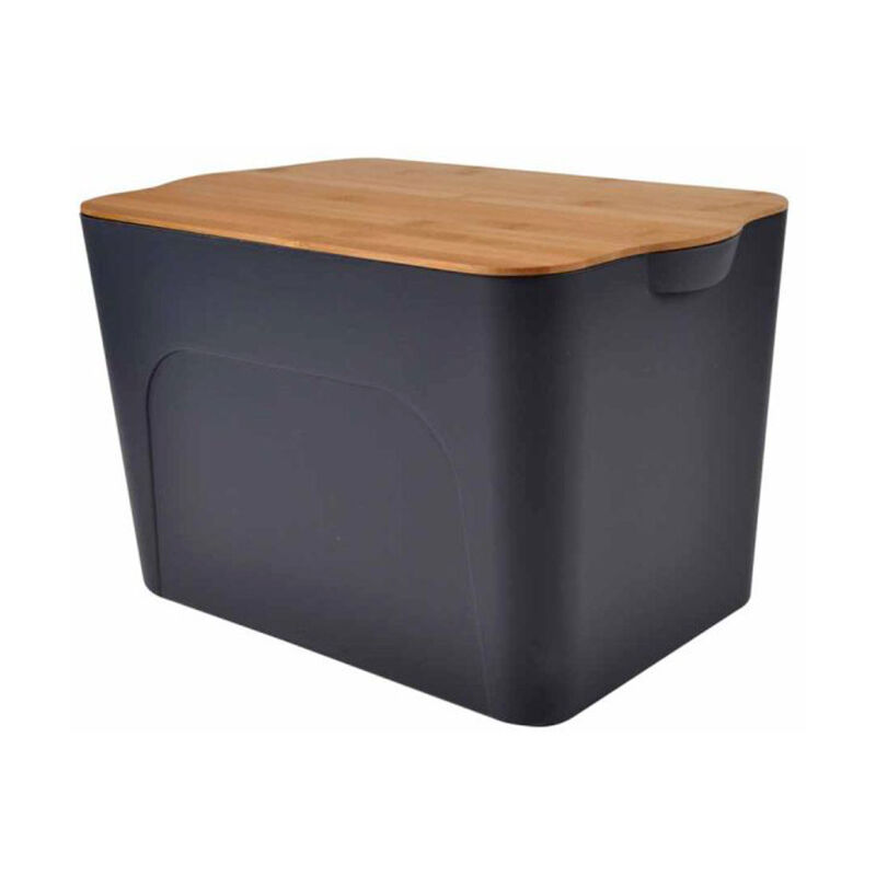 Paris Prix - Boîte de Rangement Déco 'Pratique' 26L Anthracite & Naturel