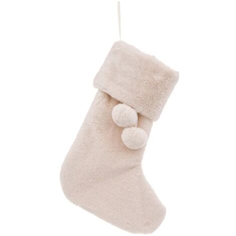 Paris Prix - Botte De Noël fourrure 45cm Blanc