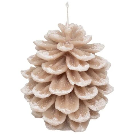 Paris Prix - Bougie Déco pomme De Pin 560g Beige & Blanc