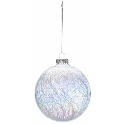 Paris Prix - Boule De Noël Craquelée souffle Polaire 10cm Blanc