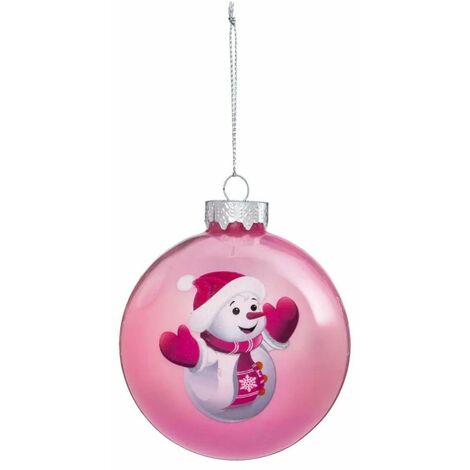 Paris Prix - Boule De Noël Déco douceur Des Neiges 8cm Rose