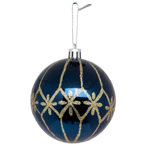 Paris Prix - Boule De Noël Déco poussière D'étoiles 8cm Bleu