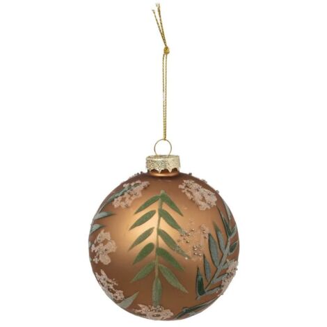 Paris Prix - Boule De Noël En Verre feuilles 9cm Marron