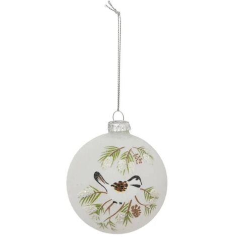 Paris Prix - Boule De Noël En Verre oiseau 8cm Blanc