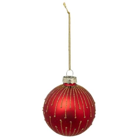 Paris Prix - Boule De Noël En Verre perlée 7cm Rouge
