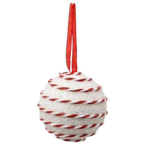Paris Prix - Boule De Noël Pailleté cordon 8cm Blanc