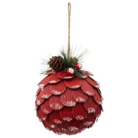 Paris Prix - Boule De Noël pomme De Pin 10cm Rouge