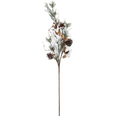 Paris Prix - Branche Déco De Noël coton & Baies 78cm Multicolore