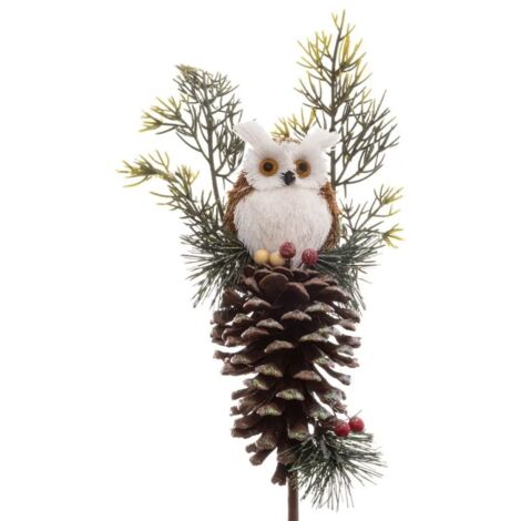Paris Prix - Branche Tige Déco De Noël hibou 75cm Marron