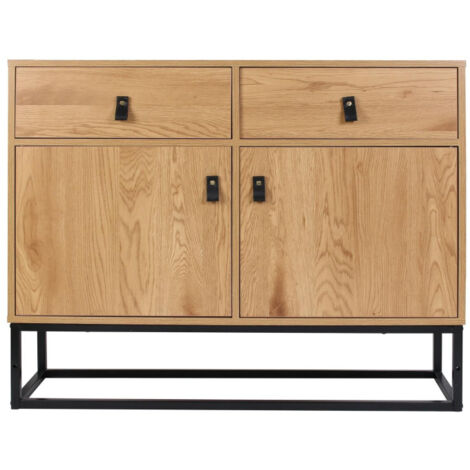 Paris Prix – Buffet 2 portes et 2 tiroirs 100cm en MDF et métal – Design moderne naturel – Rangement élégant pour salon ou salle à manger