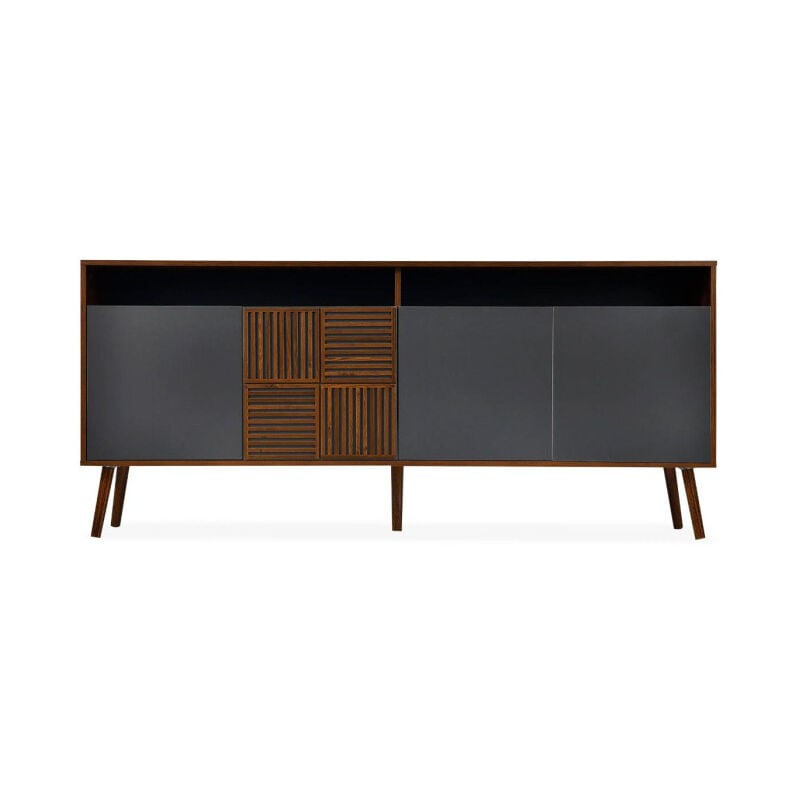 Buffet 4 Portes 'Jody' 180cm Marron & Gris