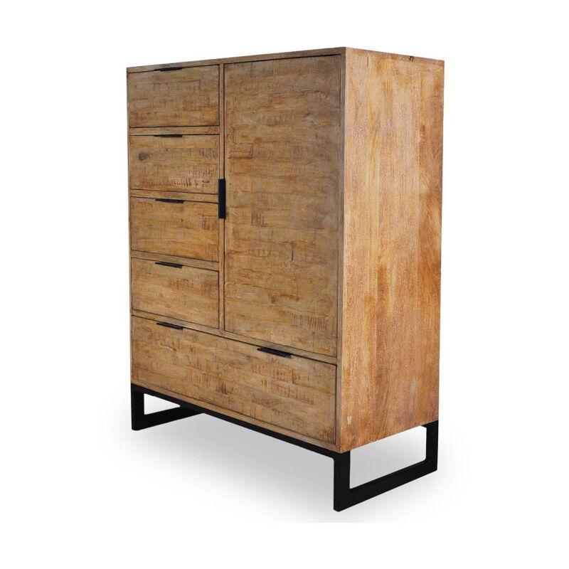 Paris Prix - Buffet 4 Tiroirs & 1 Porte 'Bolta' 112cm Naturel Paris Prix - Buffet 4 Tiroirs & 1 Porte 'Bolta' 112cm Naturel