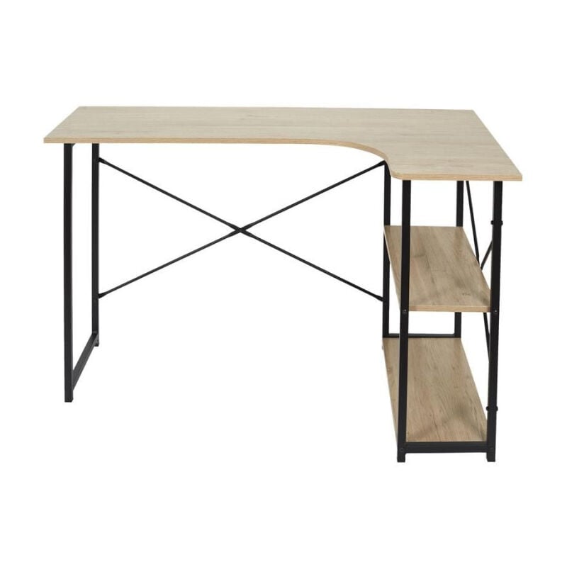 Paris Prix - Bureau d'Angle Déco 'Job' 120cm Noir & Naturel